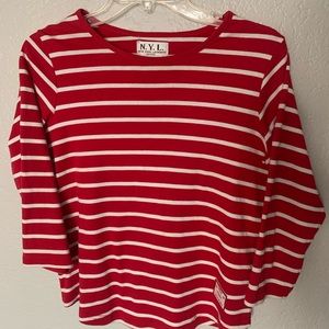 N.Y.I., petite small, red and white striped